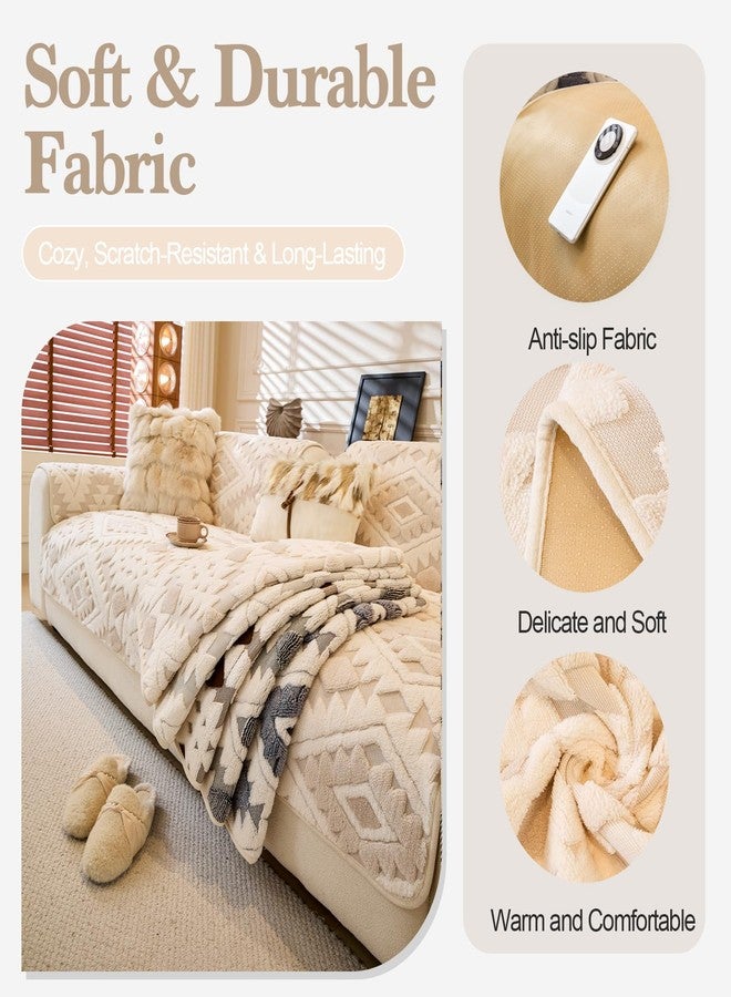WEYOND Pet Couch Cover for Dogs, Soft Plush Sofa Cover Washable, Non-Slip Pet-Friendly Sofa Slipcover for Couches and Sofas (Beige, 35.5" x 63") - Image 3